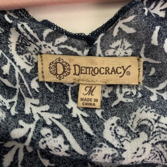 DEMOCRACY Navy Blue Floral Fringe Short Sleeve Kimono Size‎ Medium - NWT - Picture 9 of 11